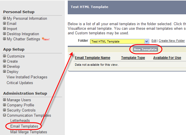 Create New Template Button Create New Template Button