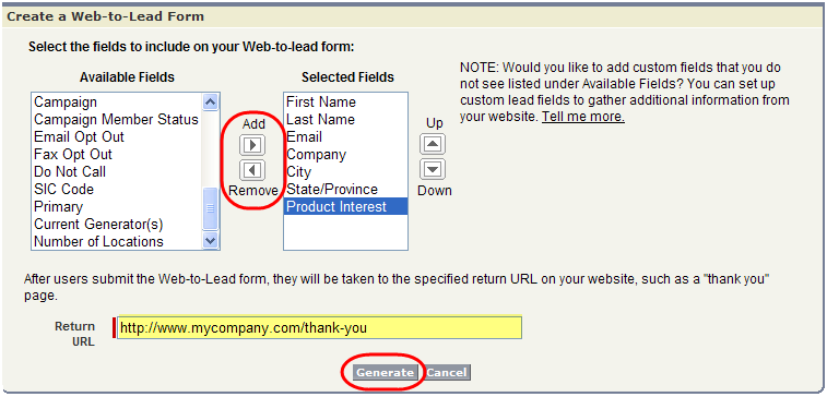 Select Fields and Generate Select Fields and Generate