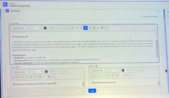 Generative AI quickly surfaces the current value and performance of individual accounts and the portfolio as a whole, and a user is able to quickly and easily edit the output.